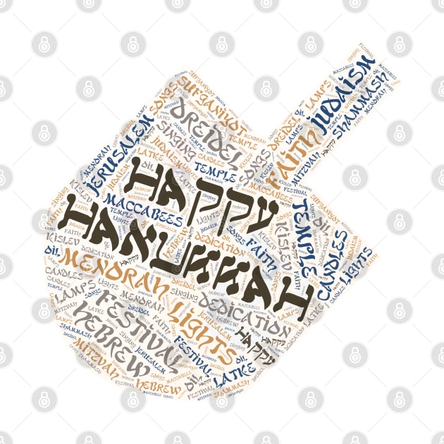 Hanukkah Wordcloud for Lighter Backgrounds by WYL - Words You Love