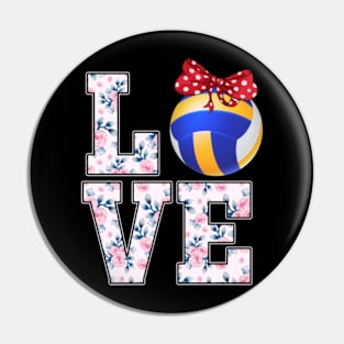 Summer Floral Love Volleyball Pin