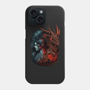 Fantasy dragon and undead woman Phone Case