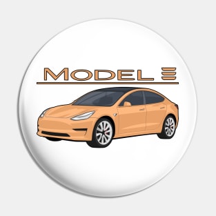 The Model 3 Car electric vehicle Gold orange Pin