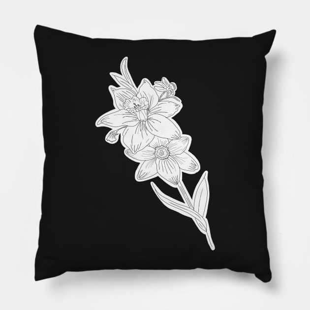 Black and white debut album daffodil ts1 Pillow by kymbohcreates