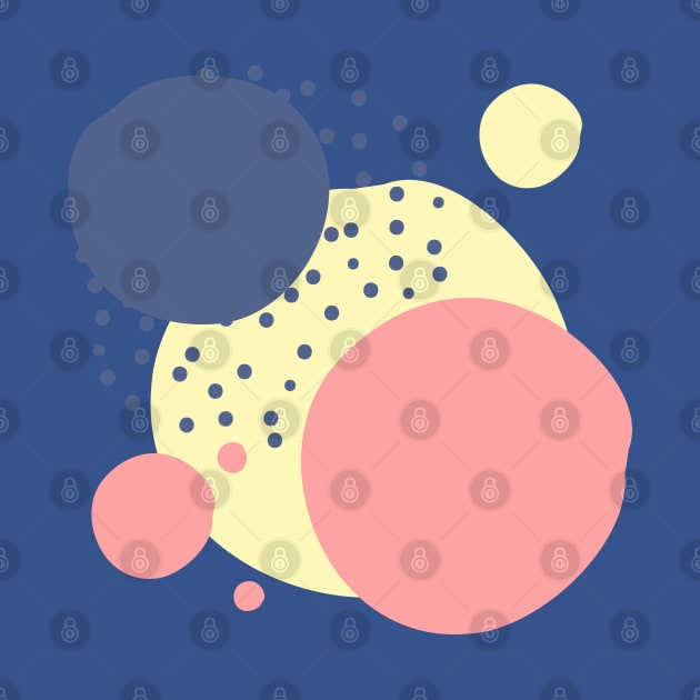 Art circles and dots pattern - yellow, pink and dark blue by Fireflies