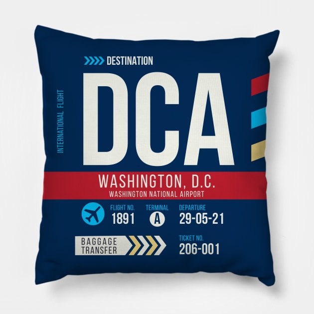 Washington DC (DCA) Airport Code Baggage Tag Pillow by SLAG_Creative