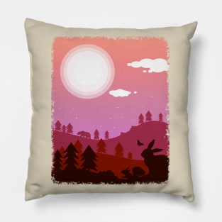 Forest Animals Under Twilight 2 Pillow