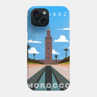 Morocco, Marrakech. Retro travel poster Phone Case