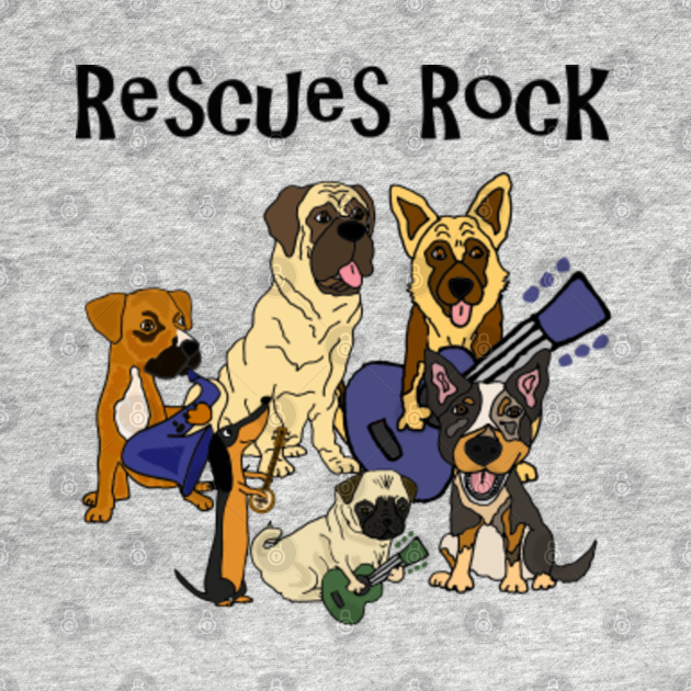 Disover Fun Rescue Dogs Rock Artwork - Rescue Dogs - T-Shirt