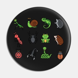 Cute insects and reptiles in zen mode Pin