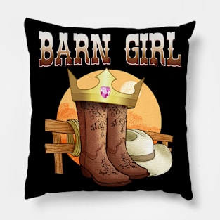 Barn Girl I Equestrian Pony Horse Fan Pillow