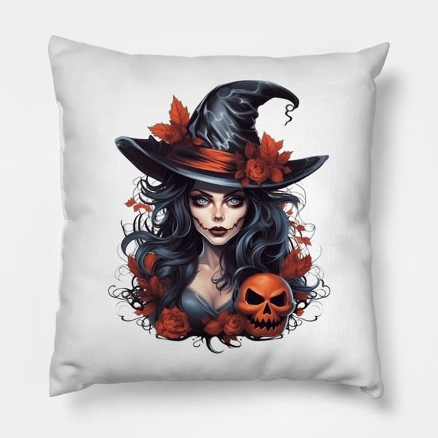 Beautiful Halloween Witch 2 Pillow by Gypsykiss
