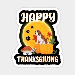 Saint Bernard Seeing Turkey Dish Happy Halloween Thanksgiving Merry Christmas Day Magnet