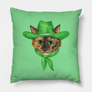 Tilly the cowgirl tortie cat Pillow