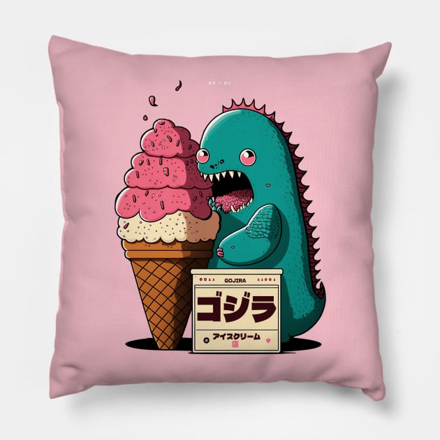 kawaii godzilla Pillow by bmron