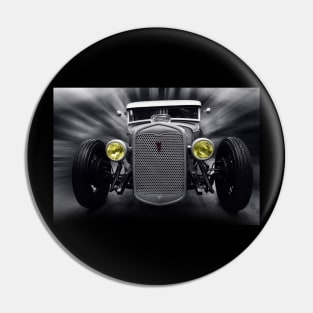 hot rod v8, black and white Pin