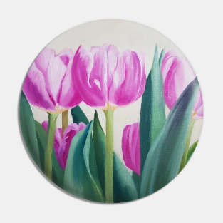 Pink Spring Tulips - oil painting Pin