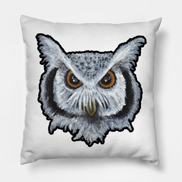 Monochromatic Horned Owl in Acrylic Pillow by narwhalwall