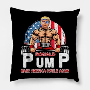 Donald Pump Swole America Again Gym Fitness Trump Pillow