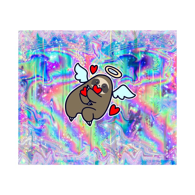Angel Sloth and Hearts Rainbow Holographic by saradaboru