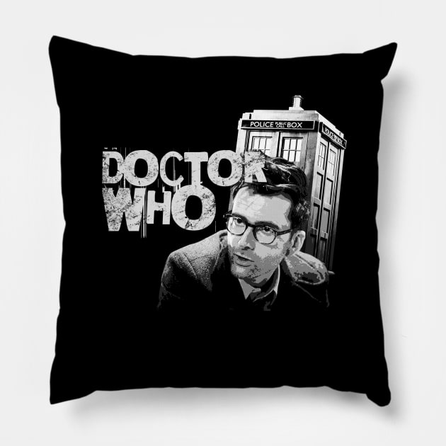 david tennant in doctor who comic style Pillow by Shelter Art Space