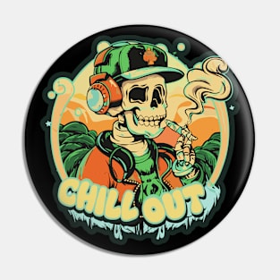 Skull Beats: Old-School Hip-Hop Vibes Pin