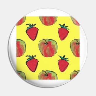 Apples and strawberries on yellow Pin