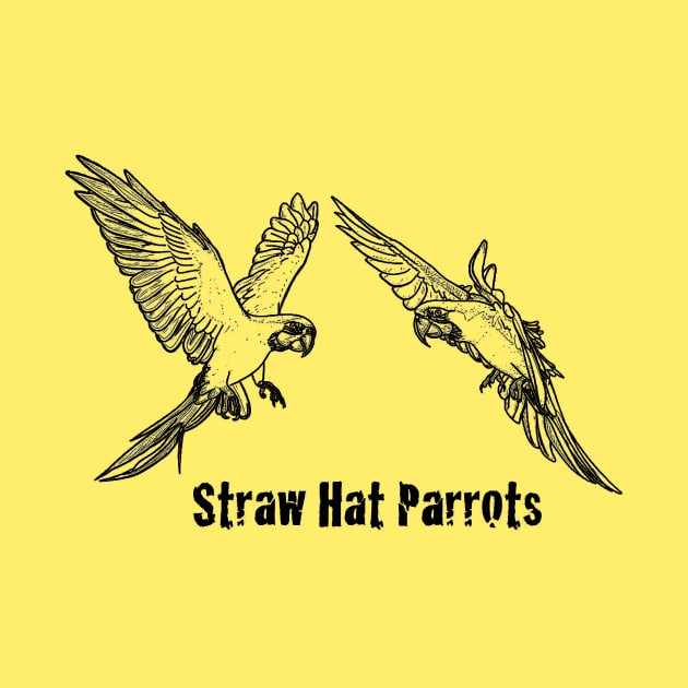 Straw Hat Parrots: Luffy and Zoro - Outline Black by Straw Hat Parrots