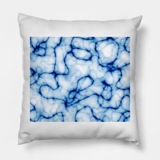 White marble with blue lines Pillow