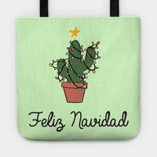 Feliz Navidad Christmas Cactus Tote