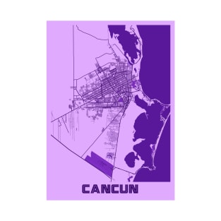 Cancun - Mexico Lavender City Map T-Shirt