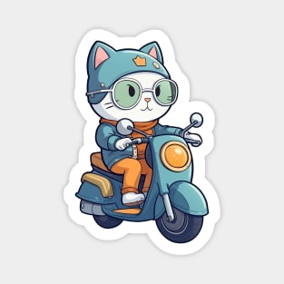 Kawaii cat riding scooter Magnet