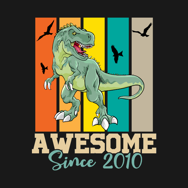 10th Birthday Shirt Dinosaur Gift Awesome Since 2010 by teestore_24