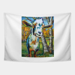 Farm Goat and Tree Impressionist Painting Tapestry