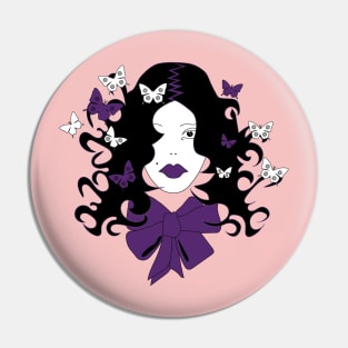 Woman & Butterflies Pin