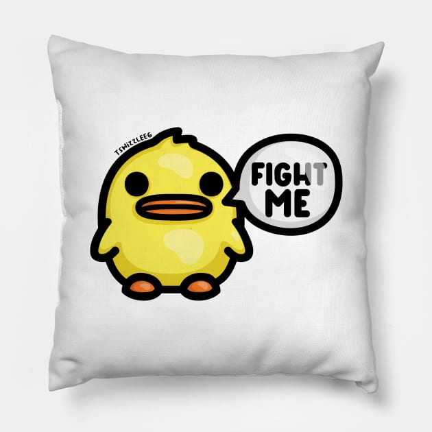 Chonky Duck - Fight Me Pillow by hoddynoddy