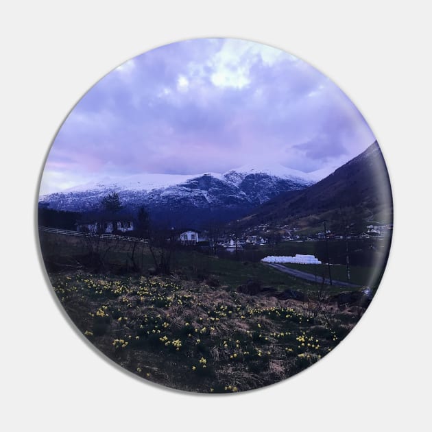 Violet Dusk Norway Mountainside Pin by offdutyplaces