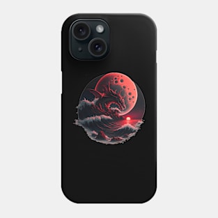 Red Dragon Flying over a Red Moon Phone Case