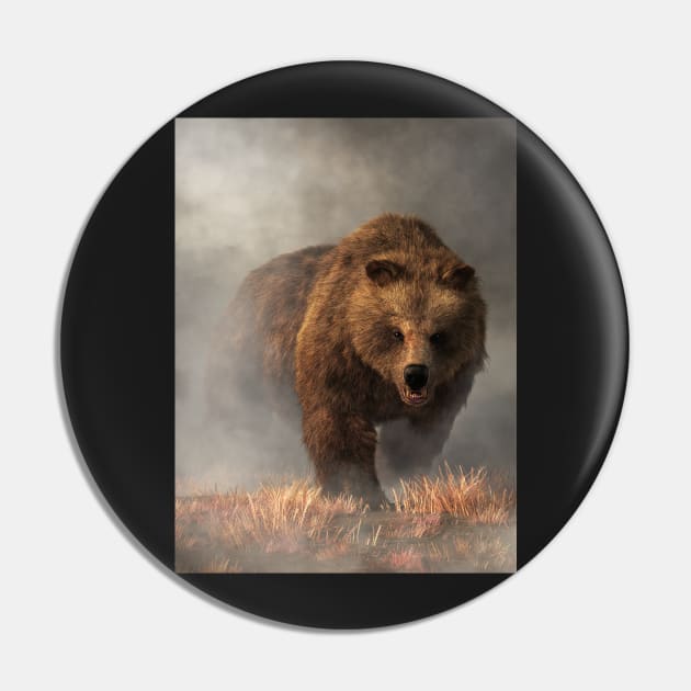 Grizzly Bear Emerging from the Fog Pin by DanielEskridge