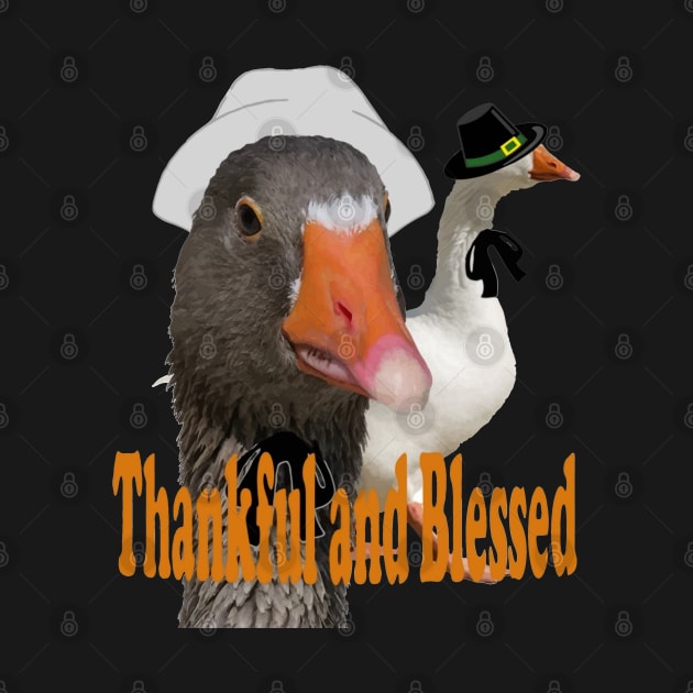 Thankful and Blessed Thanksgiving Pilgrim Ducks In Costume by taiche