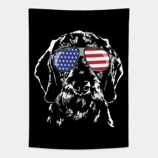 Wire Haired Dachshund American Flag sunglasses patriotic dog Tapestry