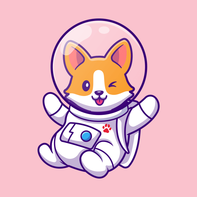 Cute Corgi Astronaut Flying Cartoon by Catalyst Labs