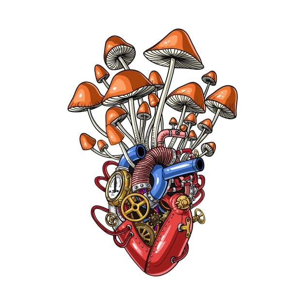 Magic Mushrooms Steampunk Heart by underheaven