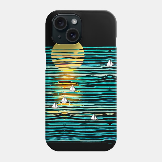 Sailing under a Harvest Moon Phone Case by Sailfaster Designs