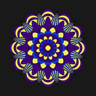 Blue and yellow yoga and meditation flower T-Shirt