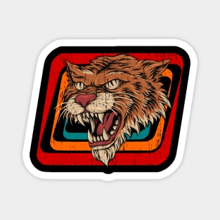 Tiger head vintage attack beware retro 80s style illustration Magnet