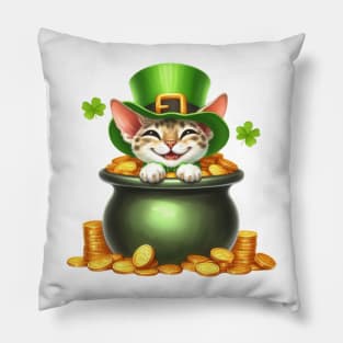 St Patricks Day Devon Rex Cat Pillow