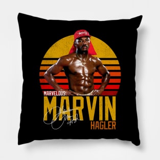 Marvelous Marvin Hagler Boxing Legend Signature Vintage Retro 80s 90s Bootleg Rap Style Pillow