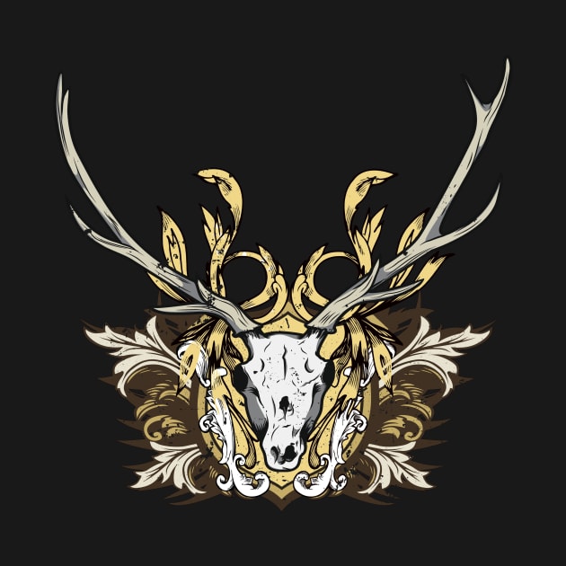 Deer Skull with Engraved Floral by ddtk