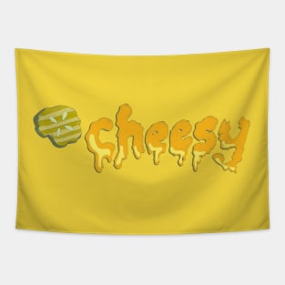 Cheesy Melted Cheese Typography Shirt Design with bonus Pickle Tapestry