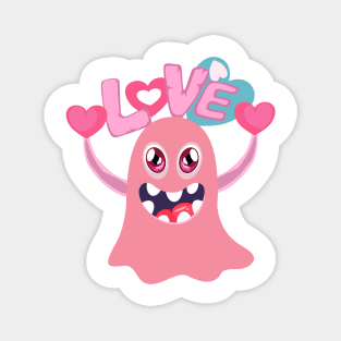 Romantic monster and word love Magnet