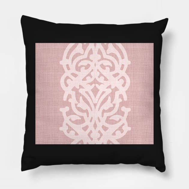 Pink linen whit white damask Pillow by BessoChicca