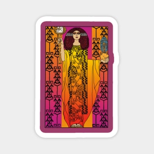 Art Nouveau lady (orange on pink) Magnet